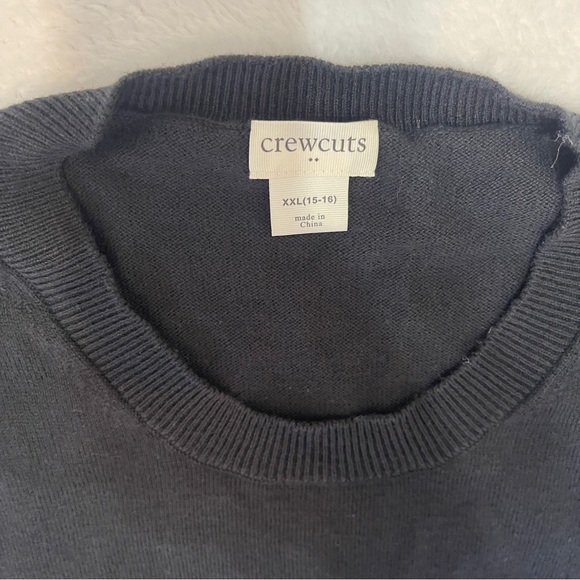 J. Crew Crewcuts Black Tartan Plaid Heart Knit Crewneck Sweater Girls XXL - Picture 2 of 6